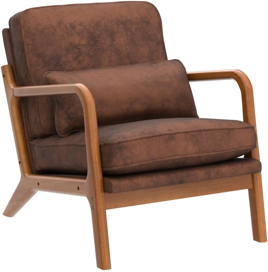 Silla decorativa para sala de estar, sillón tapizado moderno de mediados de siglo con almohada, sillón de lectura, cómoda silla decorativa para