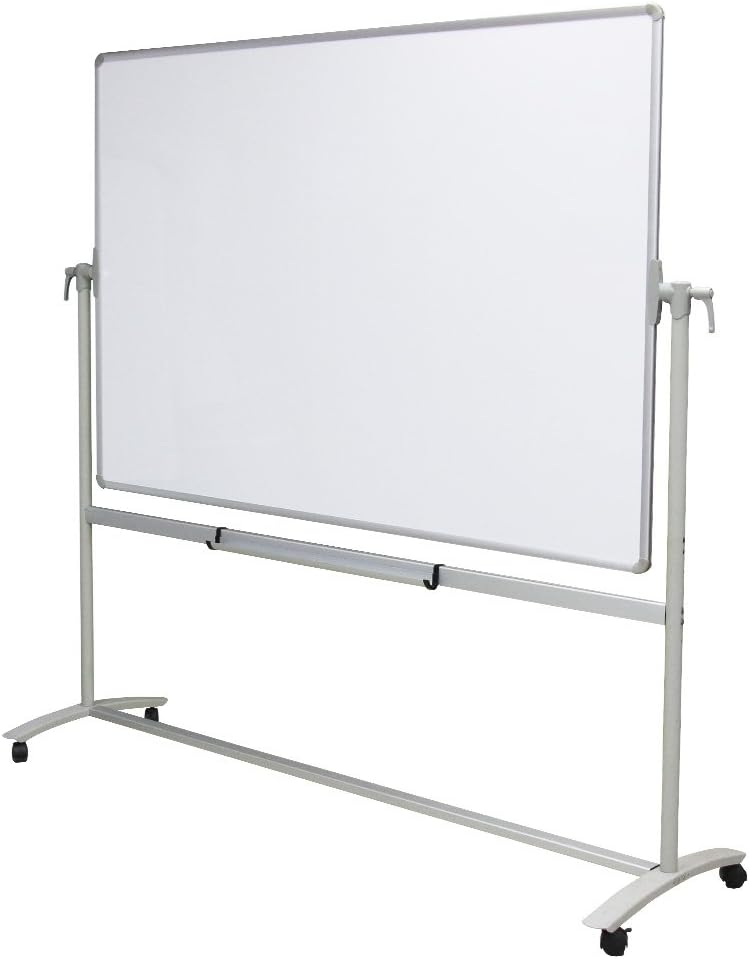 VIZ-PRO Pizarra blanca de oficina no magnética de doble caracaballete móvil, 48 x 36 pulgadas, soporte de acero