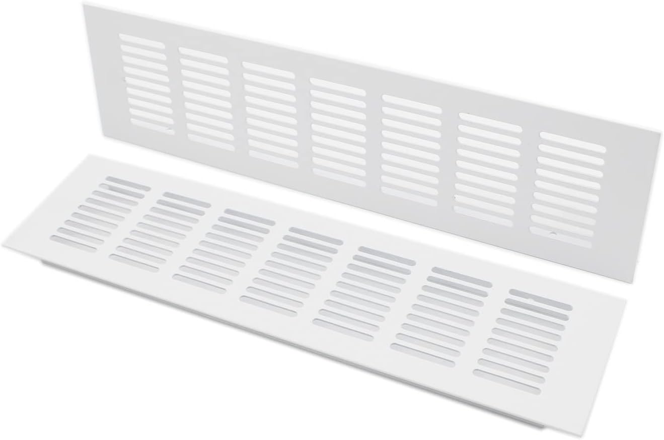 TTZEZE – 2 fundas para ventilación de aire, rejilla de ventilación de aleación de aluminio blanca rectangular, cubierta de rejilla de metal para