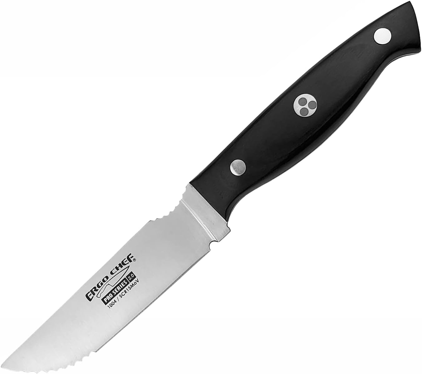Ergo Chef Pro Series 2.0 – Juego de cuchillos para carne (4 piezas) de acero inoxidable de alto carbono, asas de madera de Pakka negra, estilo único