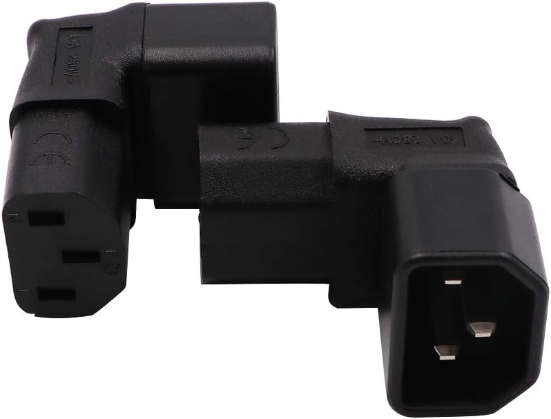 Adaptador de corriente IEC C14 a C13 PDU PlugSocket Up 90 grados para montaje en pared LCD TV 2 Pack