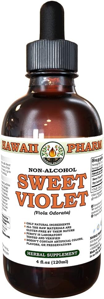 HawaiiPharm Extracto líquido sin alcohol de violeta dulce, violeta dulce (Viola Odorata), suplemento herbario natural de glicerita de hojas secas,