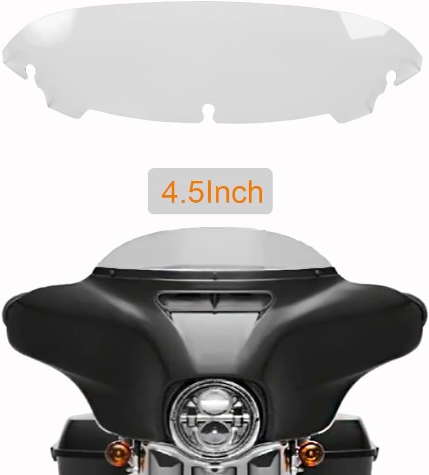 WYNMOTO Parabrisas transparente de 4.5 pulgadas compatible con Harley Davidson Touring Street Glide Electra Glide FLHT FLHTCU Ultra Classic Glide