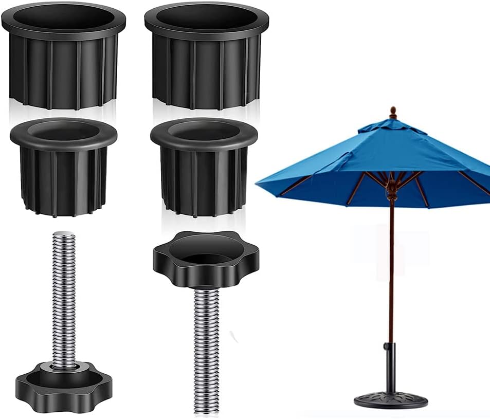 6 piezas de paraguas, base de paraguas, agujero de anillo, cubierta de enchufe y tapa de patio, piezas de repuesto de soporte de paraguas negro,