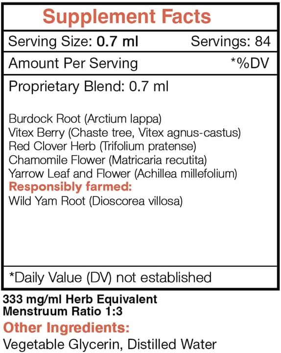 Secrets of the Tribe Extracto saludable sin alcohol de mama, gotas de hierbas de alta potencia, tintura hecha de bardana, vitex, ñame silvestre,