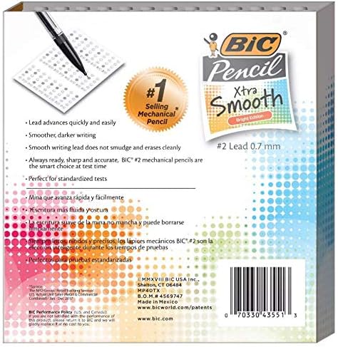 Bic Lápices mecánicos, Xtra Smooth, Bright Edition (colores más oscuros, se borran limpiamente), 40 unidades