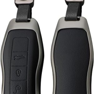 Funda de cuero para llavero Porsche, protector de llave de metal, apto para Boxster Cayenne Panamera Cayman Macan Carrera 911 991 Funda de cuero para llavero Porsche, protector de llave de metal, apto para Boxster Cayenne Panamera Cayman Macan Carrera 911 991