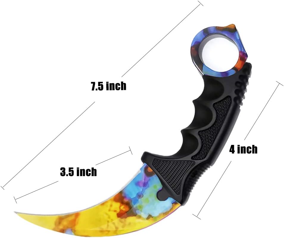 ZLIXING KARAMBIT – Cuchillo de campamento de hoja fija con funda para hombre, herramienta EDC para caza, supervivencia al aire libre, senderismo
