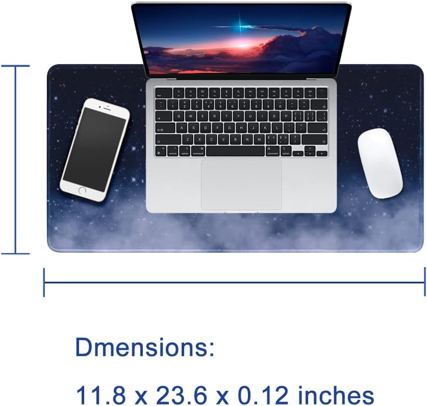 Alfombrilla grande de mouse para juegos de 11.8 x 23.6 pulgadas con borde cosido, base de goma antideslizante, lavable, resistente para computadoras