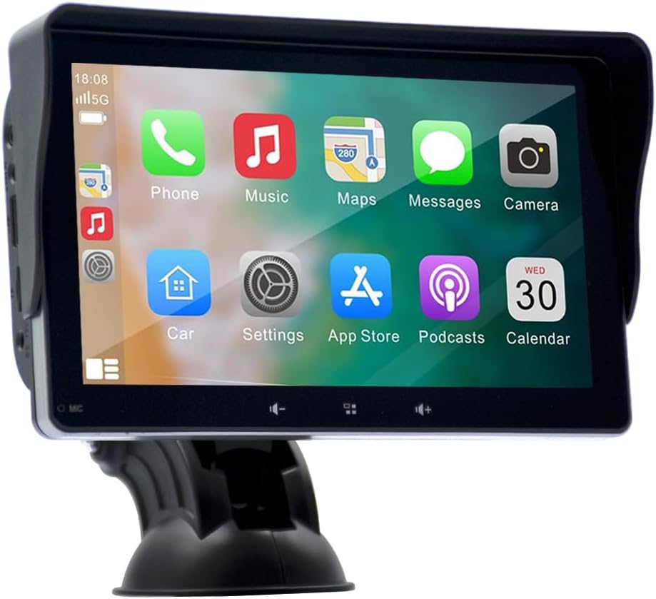 Radio de coche de 7 pulgadas con Apple Carplay y Android Auto inalámbrico estéreo IPS pantalla táctil con Bluetooth manos libresMirror LinkGoogle y