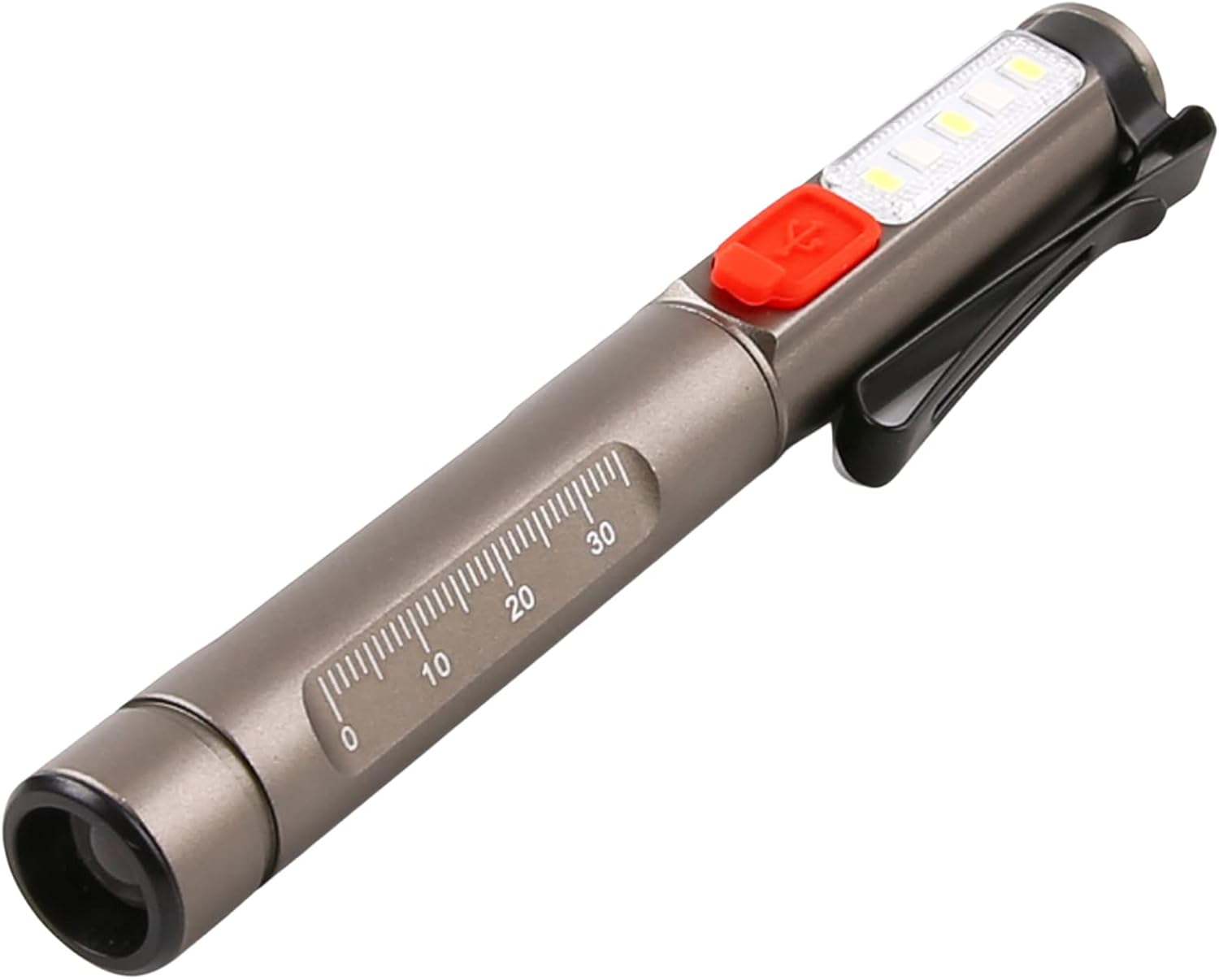 Linterna LED recargable, lámpara de inspección de bolsillo con luz blancaluz blanca cálidaluz UV y clip para emergencia, encontrar manchas de perro,