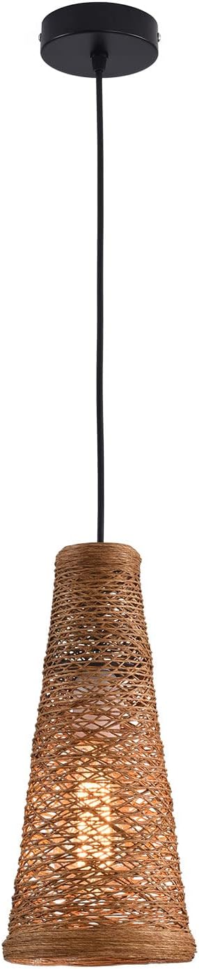 1 mini luces colgantes tejidas, moderna lámpara colgante costera bohemia con pantalla de ratán tejida a mano, accesorio de iluminación colgante para