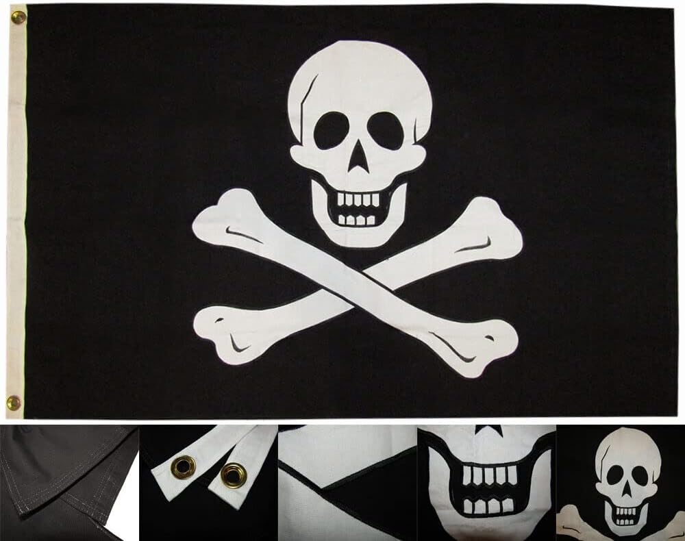 Premium 3×5 Embroidered Sewn Edward England Pirate No Patch 100% Cotton Flag Made in USA
