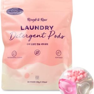 ROUGH & RAW, Cápsulas de detergente para ropa, flor de cerezo, rosa, alta eficiencia, refuerzo de aroma, 30 unidades ROUGH & RAW, Cápsulas de detergente para ropa, flor de cerezo, rosa, alta eficiencia, refuerzo de aroma, 30 unidades