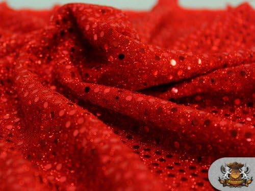Tela de lentejuelas de color rojo intenso con lunares pequeños, 42 pulgadas de ancho, vendido por The Yard