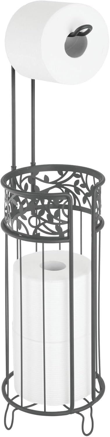 mDesign Soporte de rollo de papel higiénico de acero, organizador y dispensador para baño y organización del hogar, capacidad para 3 rollos de papel