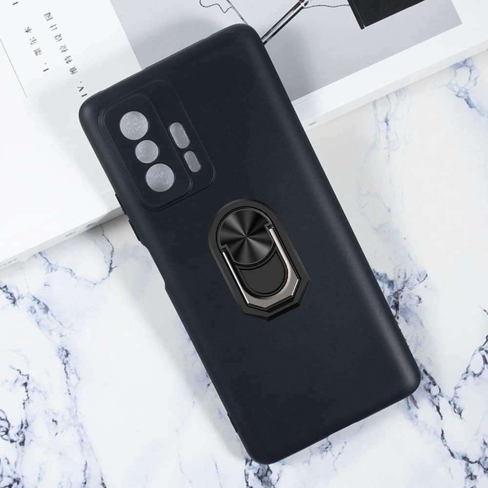 Funda de teléfono ultra fina para Xiaomi Mi 11T 5G + soporte de anillo soporte de soporte, gel pudín de silicona suave para Xiaomi Mi 11T Pro 6.67