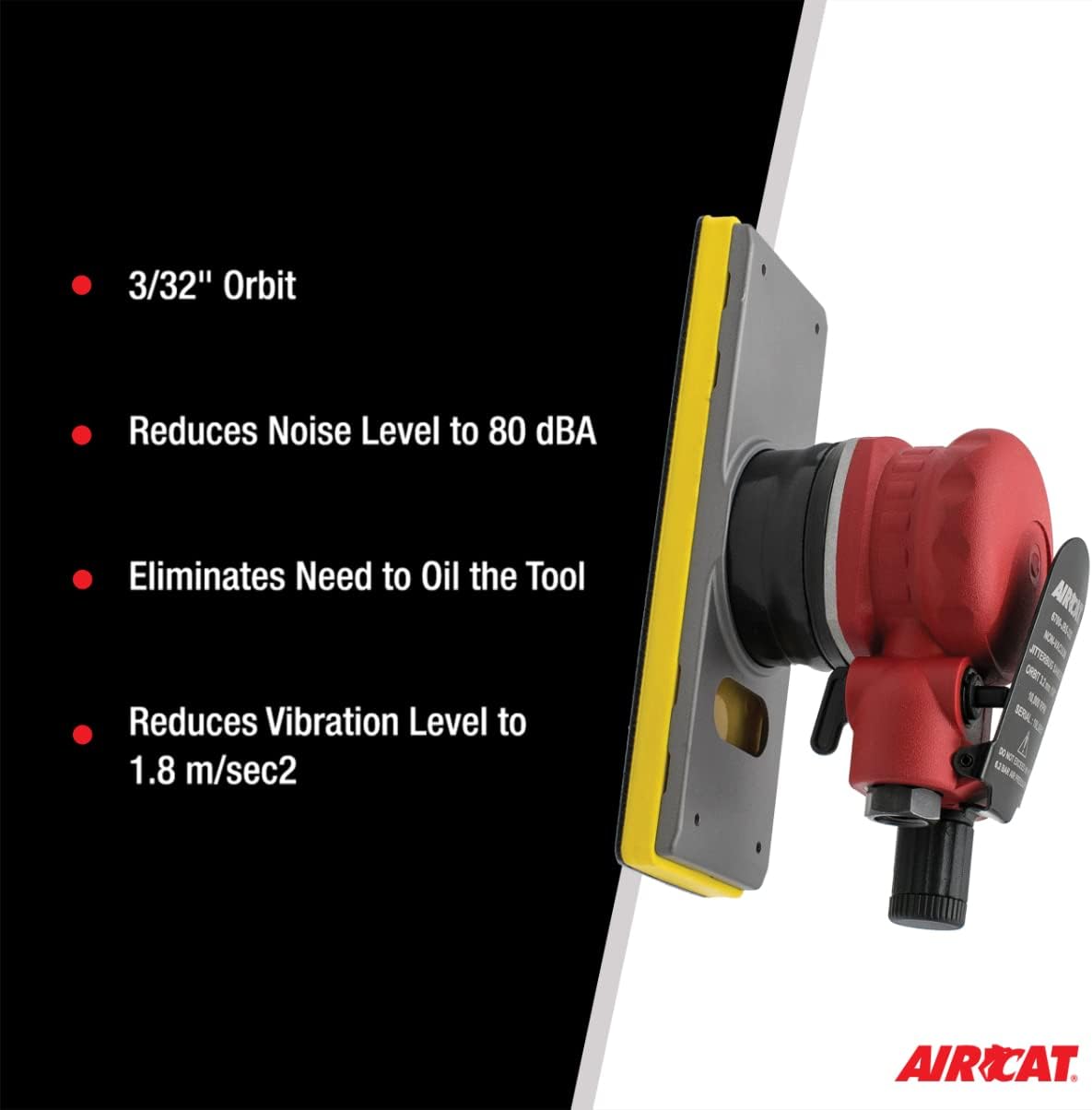 AIRCAT Herramientas neumáticas 6700-JBS-332 Lijadora Jitterbug, órbita de 332 pulgadas, 10,000 RPM