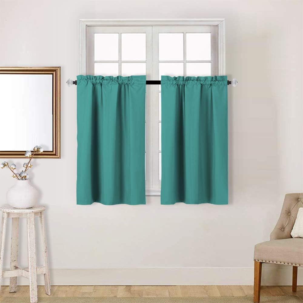 Cortina opaca con aislamiento térmico y dobladillo para barra, para cocina, baño, sala de estar, 2 paneles de 36 pulgadas de ancho x 36 pulgadas de
