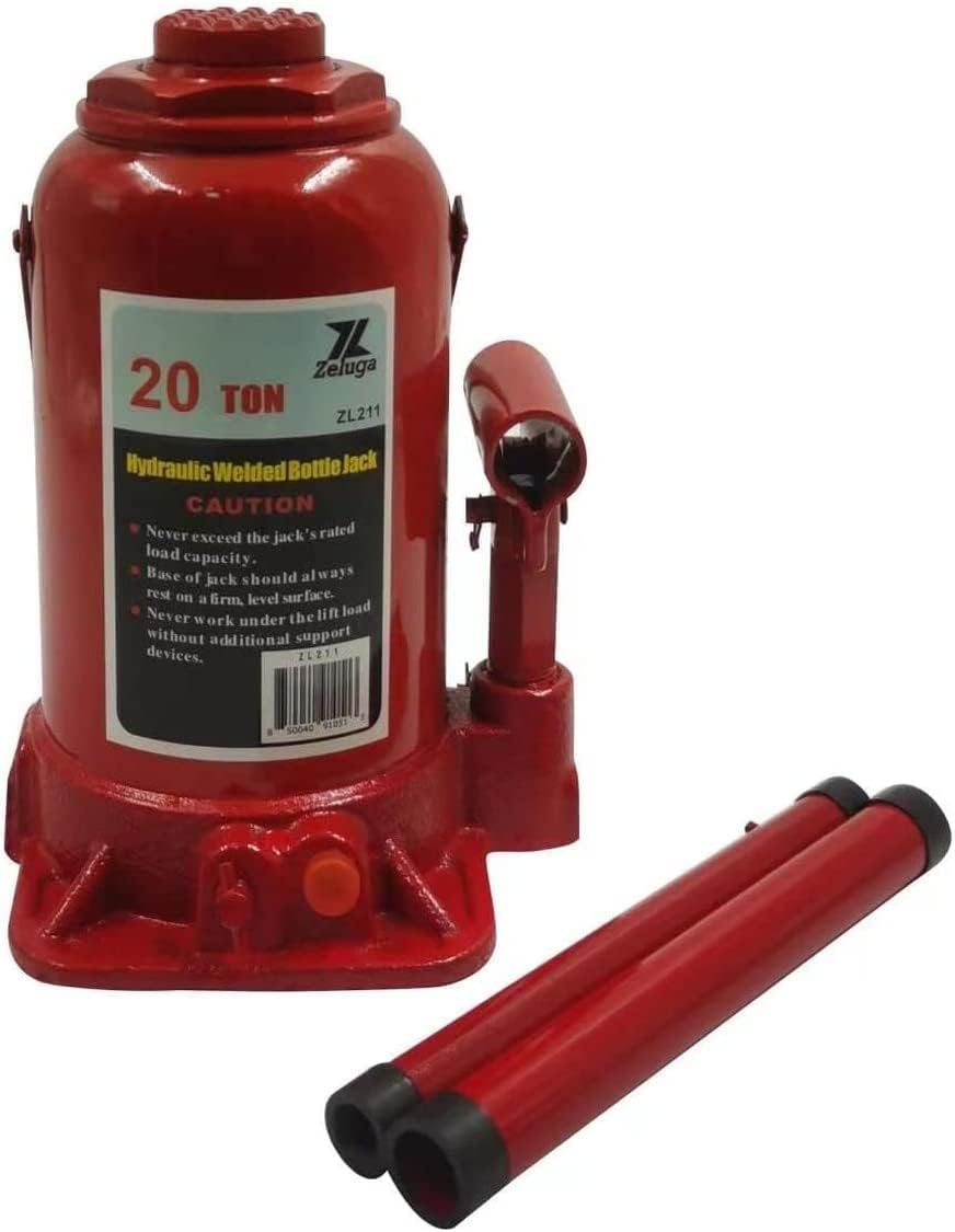 Zeluga ZL211 20 toneladas 40,000 libras capacidad hidráulica soldada botella Jack, rojo