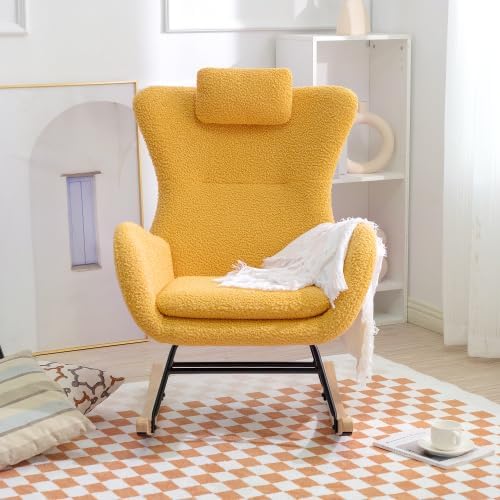 Mecedora profesional con patas de goma, tela de cachemira y diseño ergonómico, perfecta para sala de estar y dormitorio, ideal para guardería y