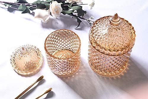 Home – Juego básico de organización de almacenamiento de alimentos, tarro facetado de diamante de cristal con tapa de cristal, adecuado como plato