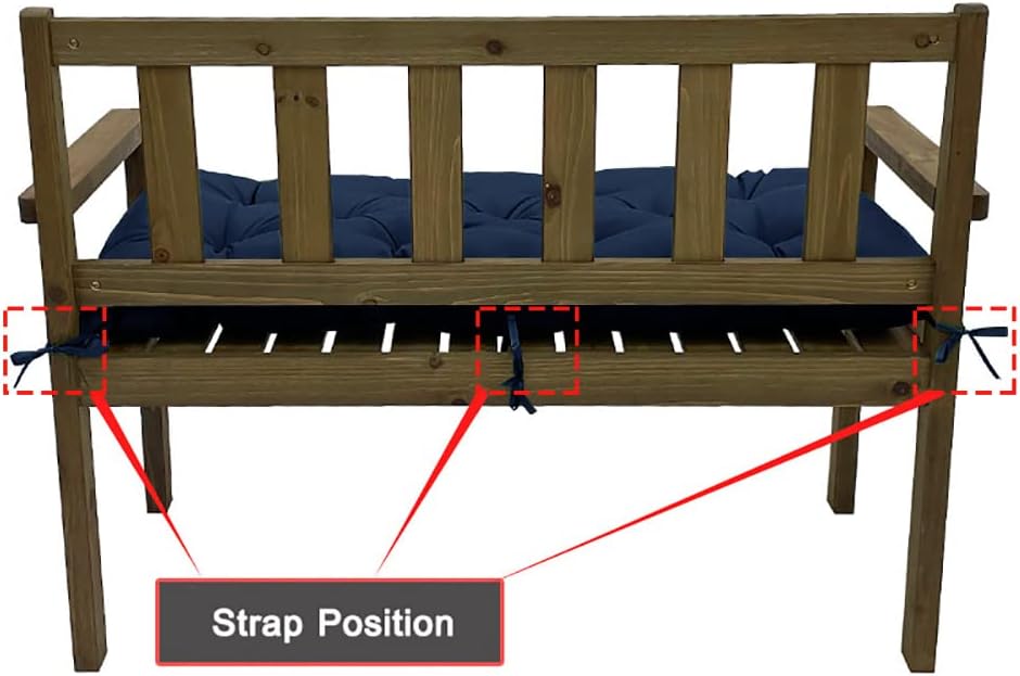 Shapeazy – Cojín de banco impermeable para exteriores e interiores, almohadillas antideslizantes con lazos, cojín de tatami, cojines de banco para