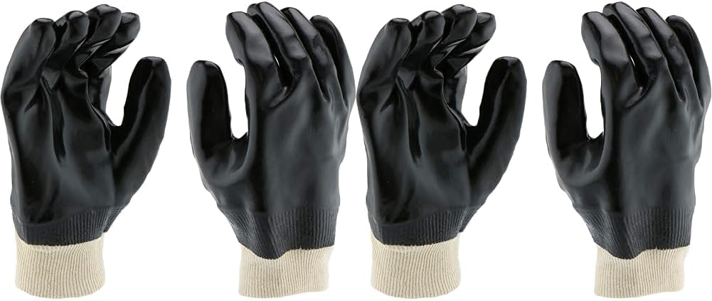 West Chester 12000 – Guantes con forro entrelazado y revestimiento de PVC, grandes, guantes de trabajo con muñeca de punto, forro de algodón suave,