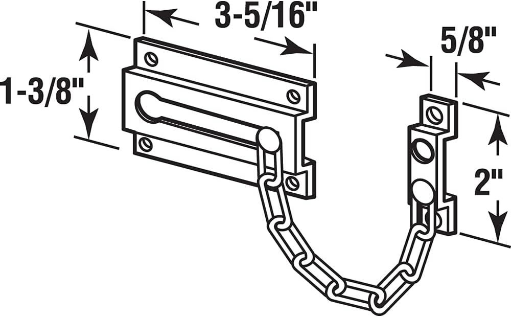 Prime-Line MP10304 – Cerradura de cadena para puerta, 3-516 pulgadas, latón extruido, niquelado satinado, cadena de 6 pulgadas (paquete individual)