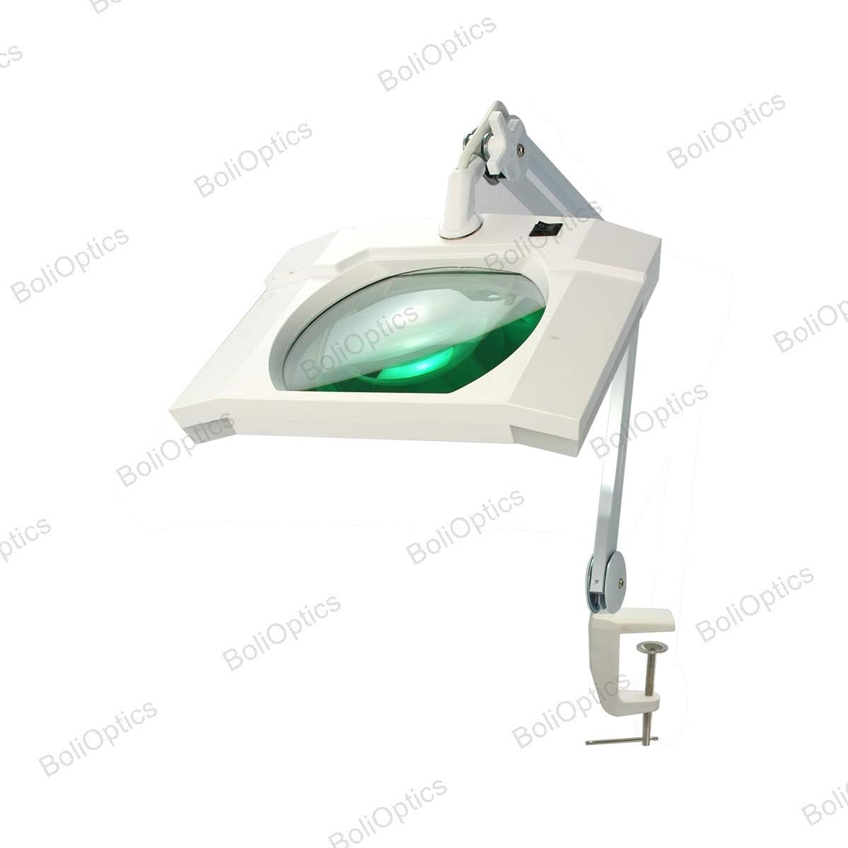 BoliOptics (Lente de vidrio) Lupa LED con luz, 5 dioptrías 2.25X, lente de vidrio de 7 x 6 pulgadas, brazo ajustable manos libres con abrazadera