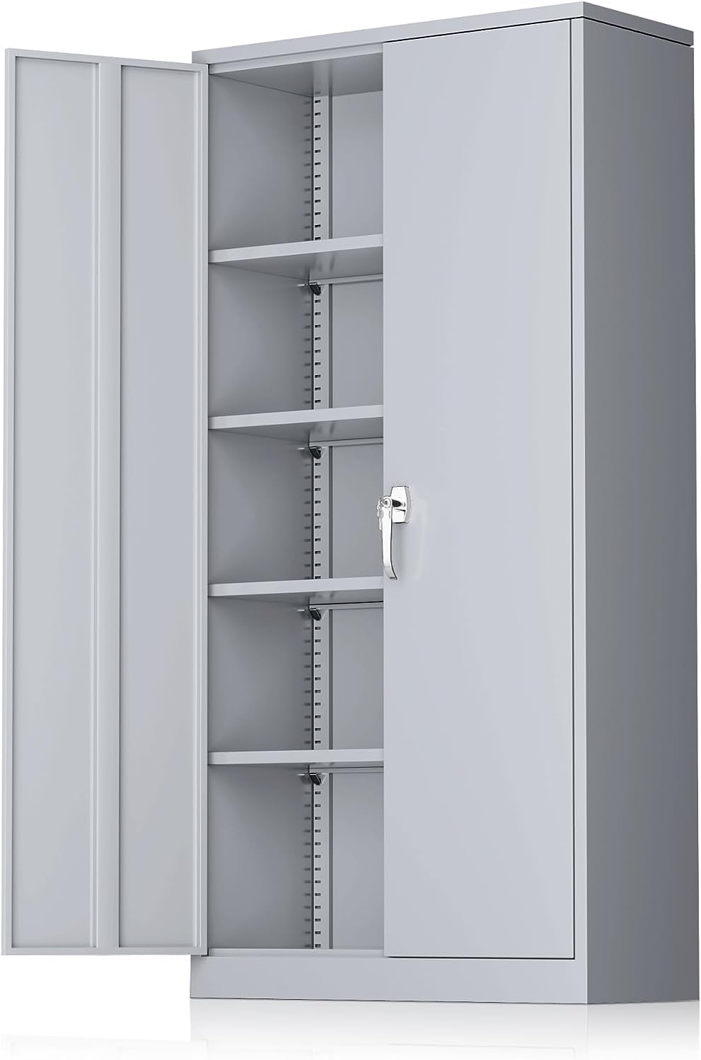 INTERGREAT Armario de almacenamiento de garaje con cerradura, gabinete de almacenamiento de metal de 72 pulgadas con puertas de bloqueo y 4 estantes