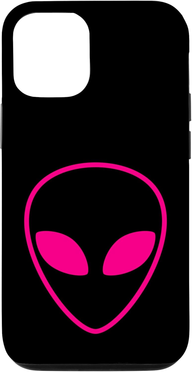 iPhone 13 Pro Alien Head Outline Halloween Fun UFO Rosa Extraterrestre Case