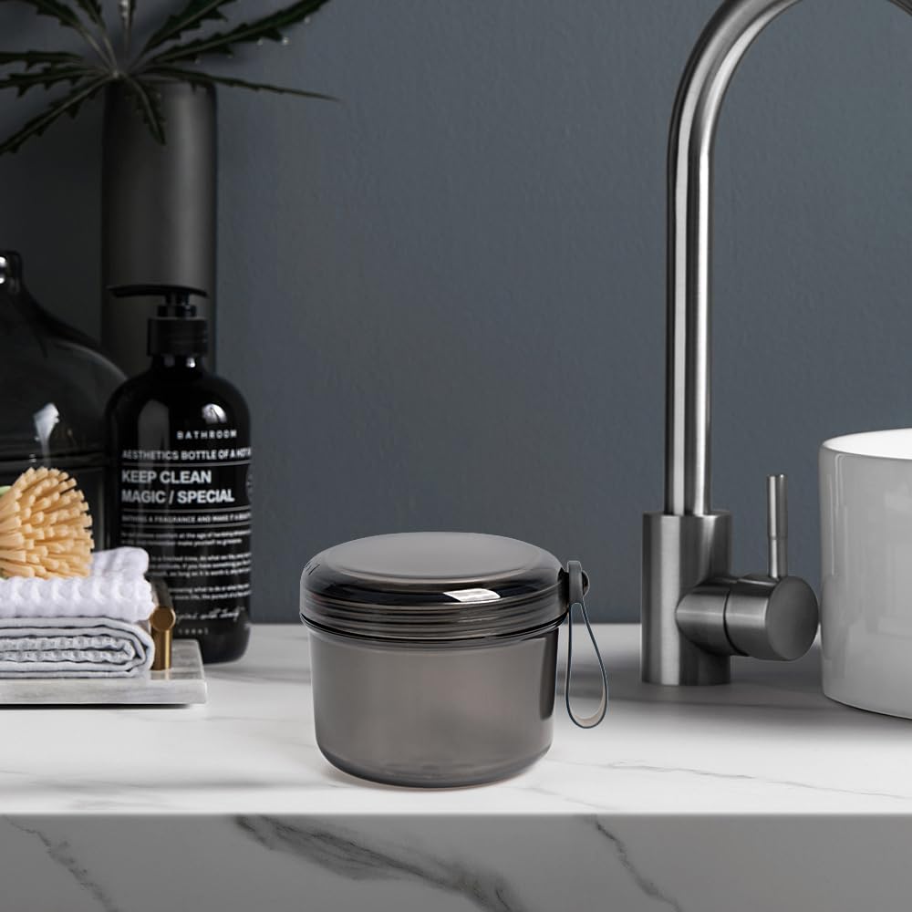 Uouovo Caja de baño de dentadura grande mejorada 2023, caja de limpieza para dentaduras postizas sin fugas, cuidado limpio completo para dentaduras,