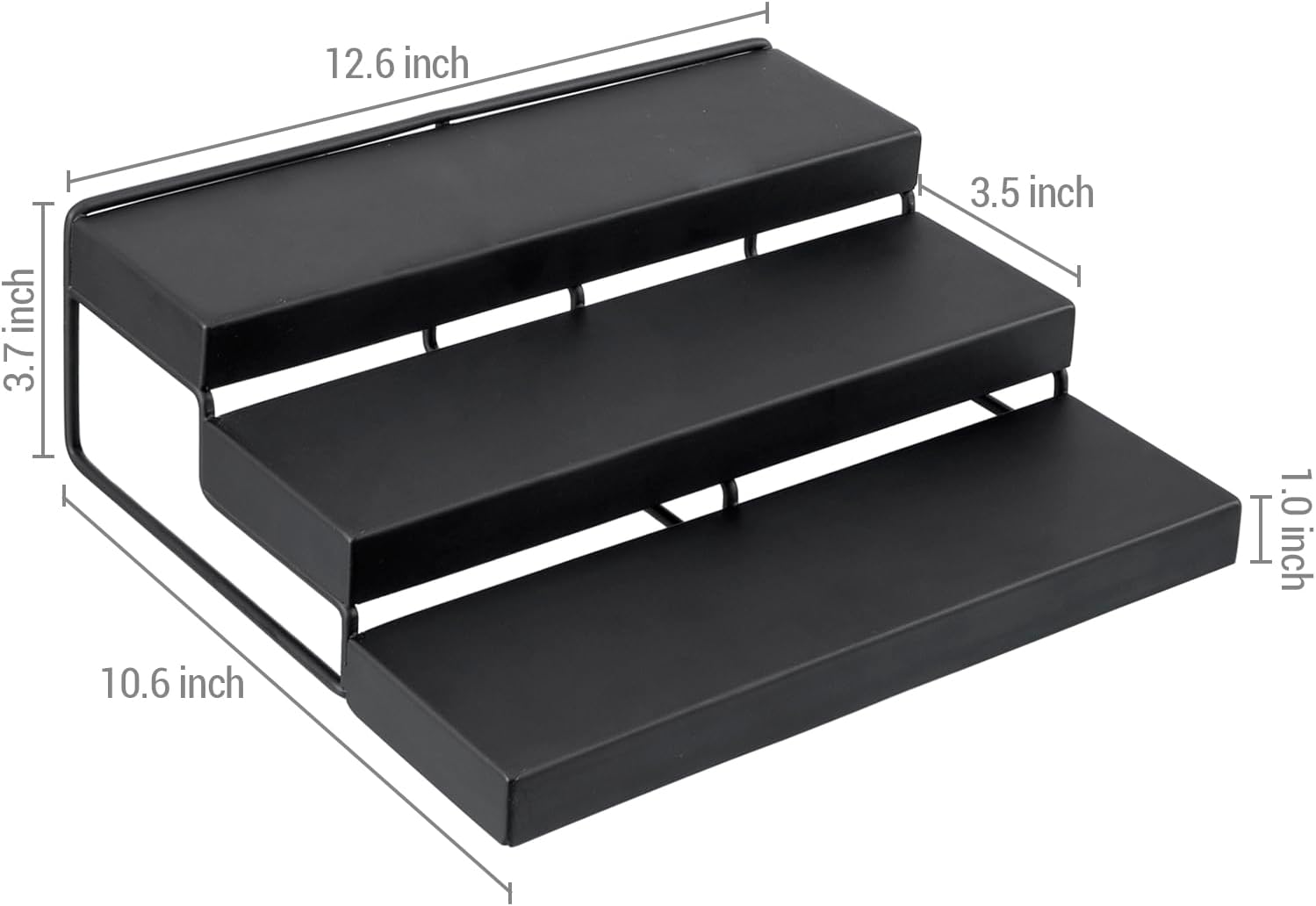 MyGift Soporte para cupcakes de metal negro mate moderno de 3 niveles en un diseño de escalera, soporte elevador de postres escalonado para mini