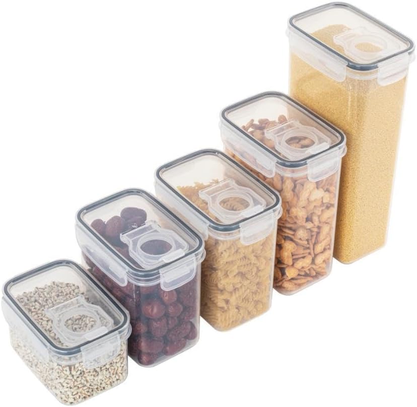 Organizadores y almacenamiento de cocina, contenedores de almacenamiento de plástico transparente individuales con tapas, tarro hermético de cocina,