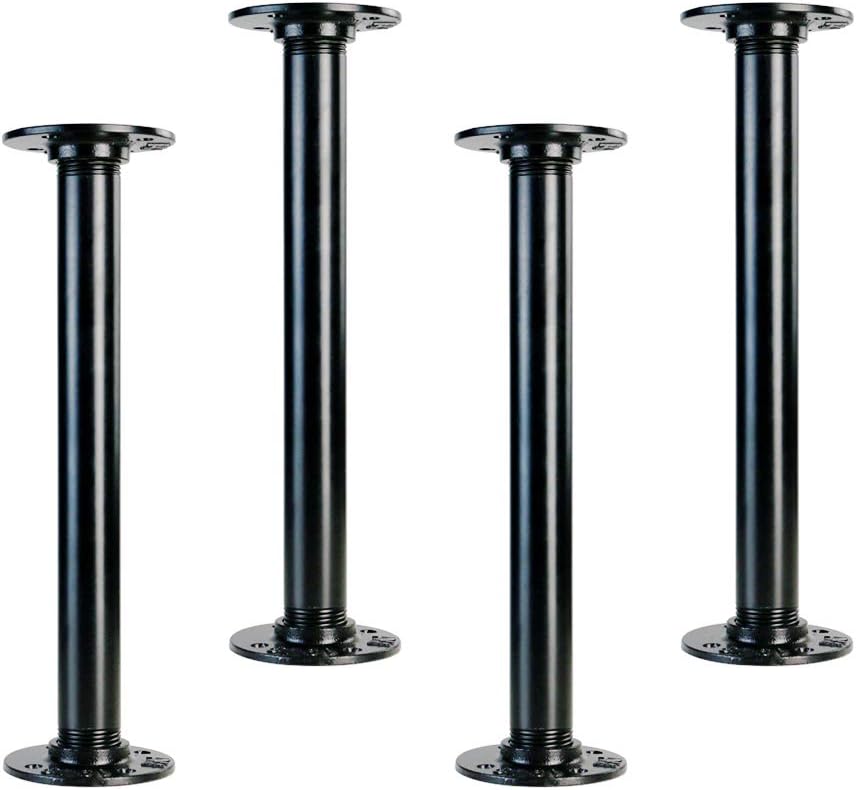 GeilSpace Patas de mesa de tubo industrial de 12 pulgadas, tubos de metal y bridas para mesas y muebles vintage personalizados, patas de escritorio