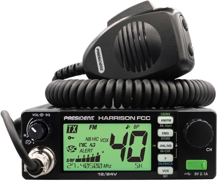 President Harrison FCC – Radio CB para vehículos con AMFM, CTCSSDCS, PA, escaneosalto, USB (kit de radio y digitalización)
