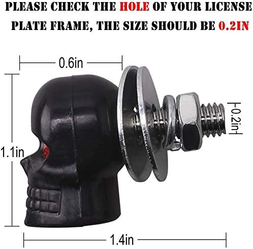 Venveal Skull – Tornillos universales para placa de matrícula de automóvil y motocicleta, tornillos de marco de matrícula 3D de acero inoxidable con