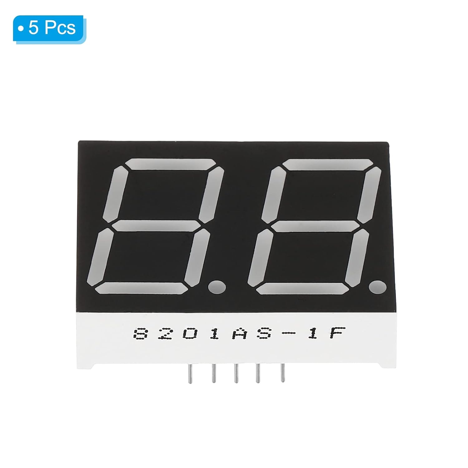 PATIKIL Tubo digital con pantalla LED, paquete de 5 unidades de cátodo común 7 segmentos 10 pines 2 bits 2.1 V módulo de pantalla LED para placas de