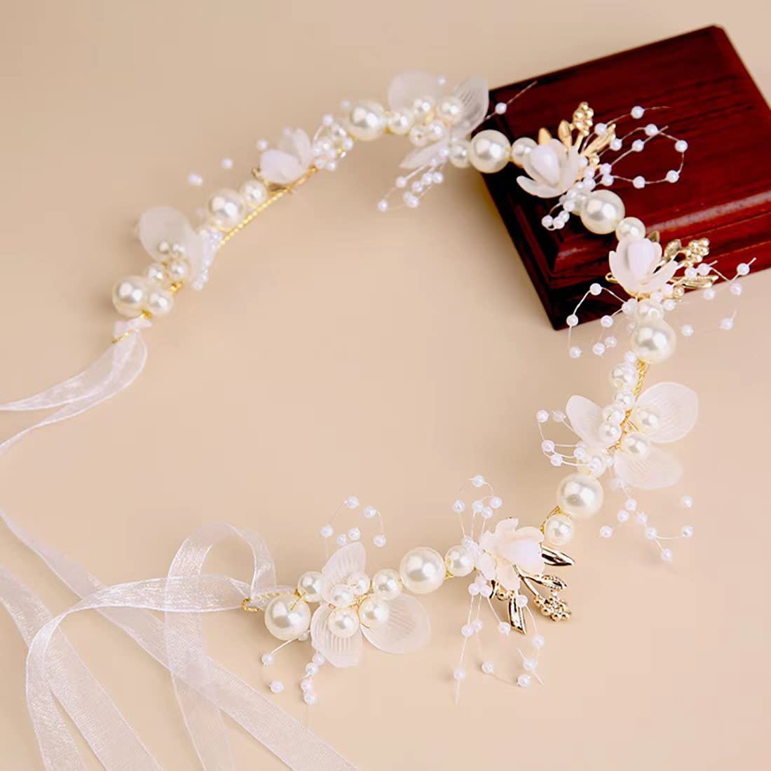 Diadema de boda de cristal de princesa para niña de flores, corona de flores, accesorios para el cabello para fiesta de cumpleaños (blanco)