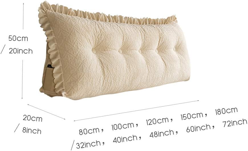 RUYII Almohada de lectura de respaldo cojín triangular de cuña para sofá cama, cojín de cabecera de franela, rosa-150 × 50 × 7.9 in