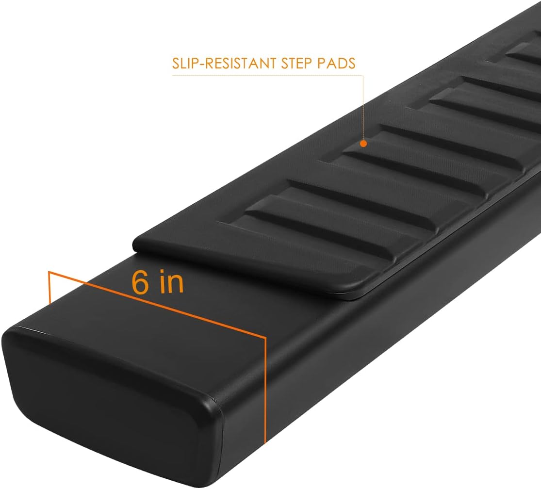 PM PERFORMOTOR Estribo de barra Nerf de 6 pulgadas color negro mate compatible con Silverado Sierra 150007-19 Silverado Sierra 2500 3500HD,