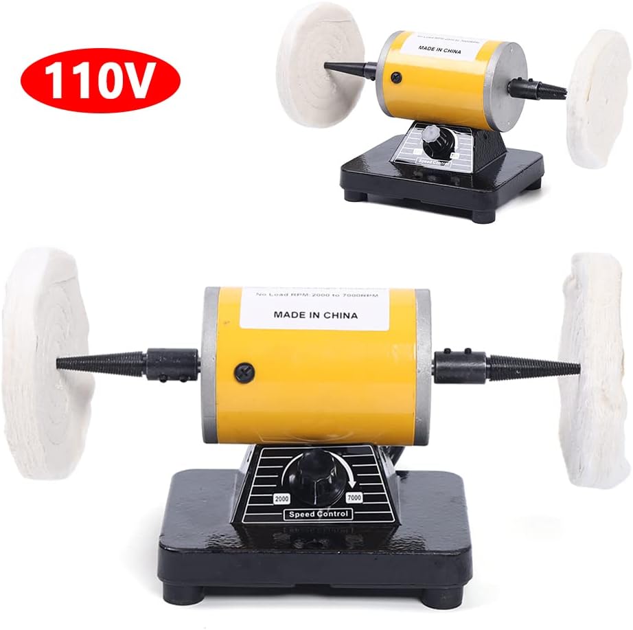Pulidora de joyas, máquina pulidora de banco, máquina pulidora de torno con motor de 200 W con 7000 RPM, máquina pulidora de banco para joyas,