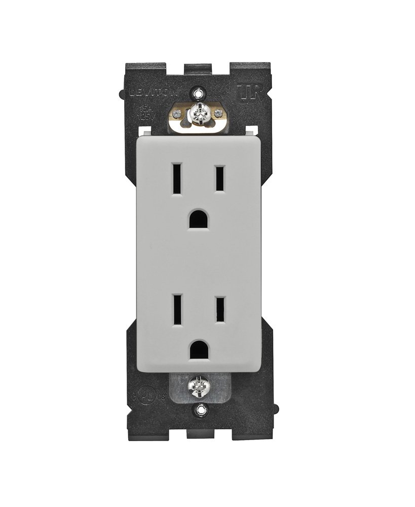 Leviton RER15-PG Renu – Toma de corriente resistente a manipulaciones, 15 amperios, 125 VAC, gris guijarro