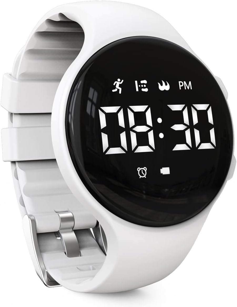 Kids Led Pedometer Watch, Digital Steps Tracker, Non-Bluetooth, Vibrating Alarm Clock, Stopwatch, Great Gift for Children Teens Girls Boys