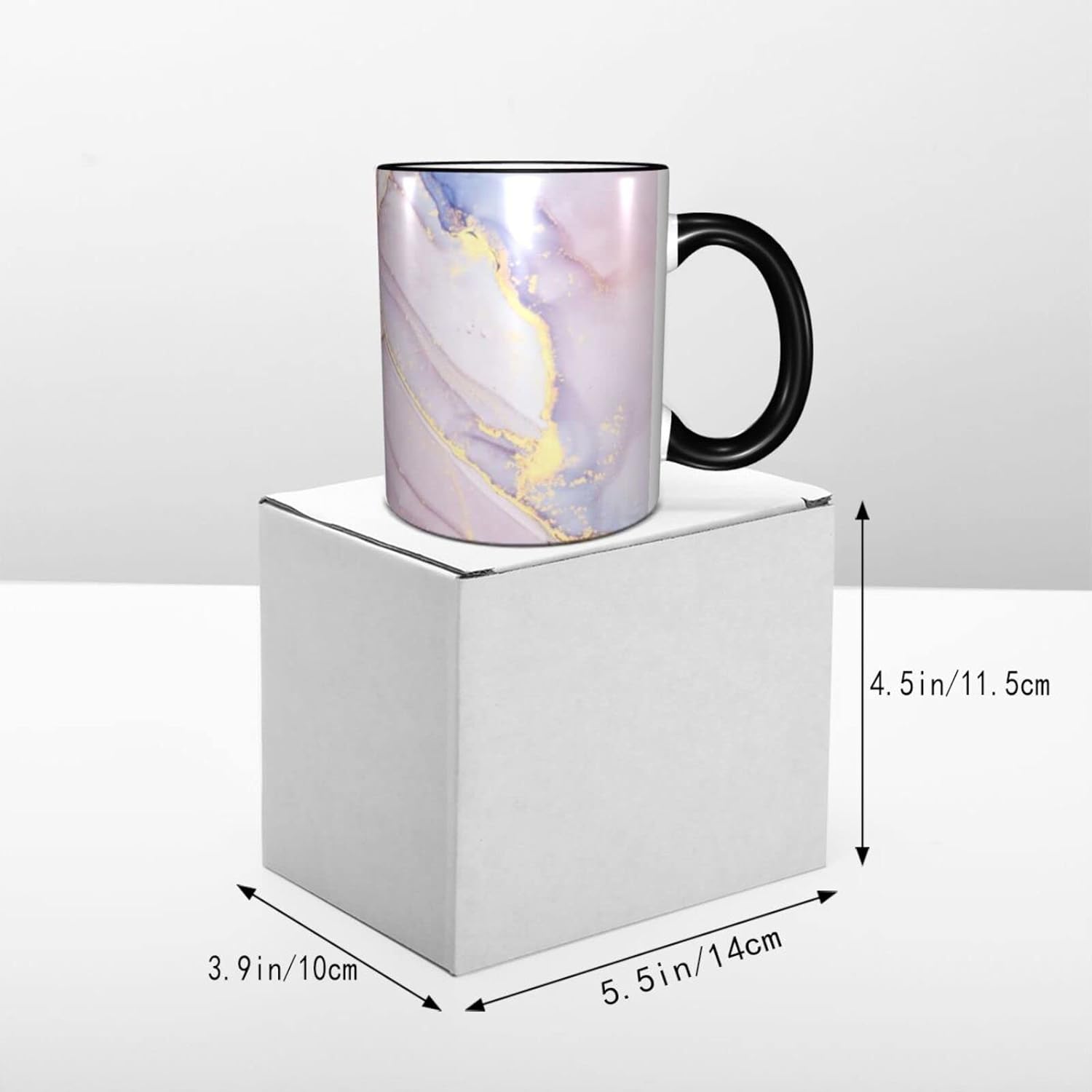Taza de café rosa de mármol para mujeres y niñas, 12 onzas, té caliente con asa, apto para microondas, amigos, familia, personalizado