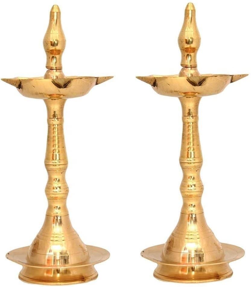 NOBILITY Lámpara de aceite de latón Diya 6 pulgadas Kerala tradicional Samai Deepak lámpara Kutthu vilakku Panchmahal Deepam para Pooja Mandir