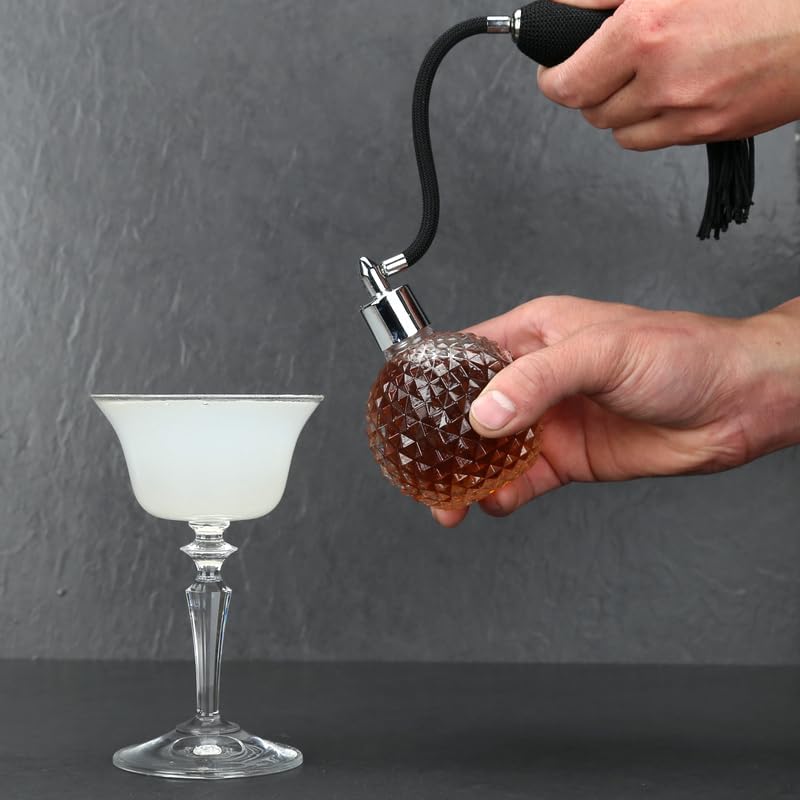 Botella de perfume de estilo vintage de cristal de 3.4 fl oz, bomba atomizadora de borlas largas de oro y plata, botella de vidrio recargable,