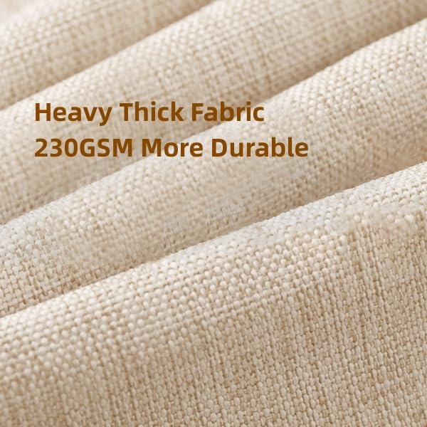 Juego de cortina de ducha de lino marfil color crema, con textura de lino resistente de 230 GSM, cortinas de ducha bohemias rústicas para baño,