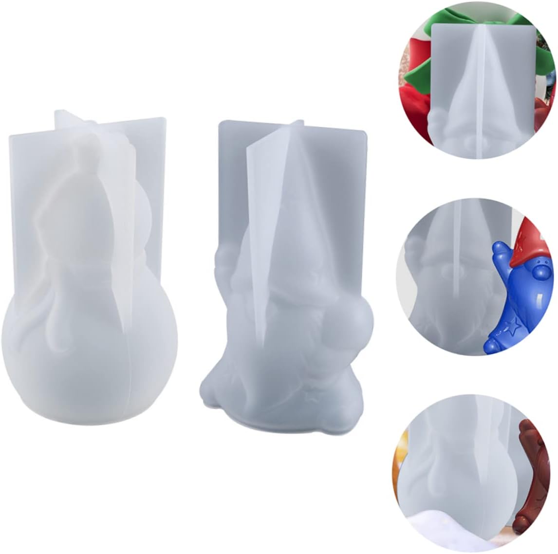 TEHAUX 6 Pcs Christmas Stencils Christmas Craft Santa Candle Christmas Cake Silicone Resin Casting Santa Soap Christmas Decor Tabletop Ornament Mold